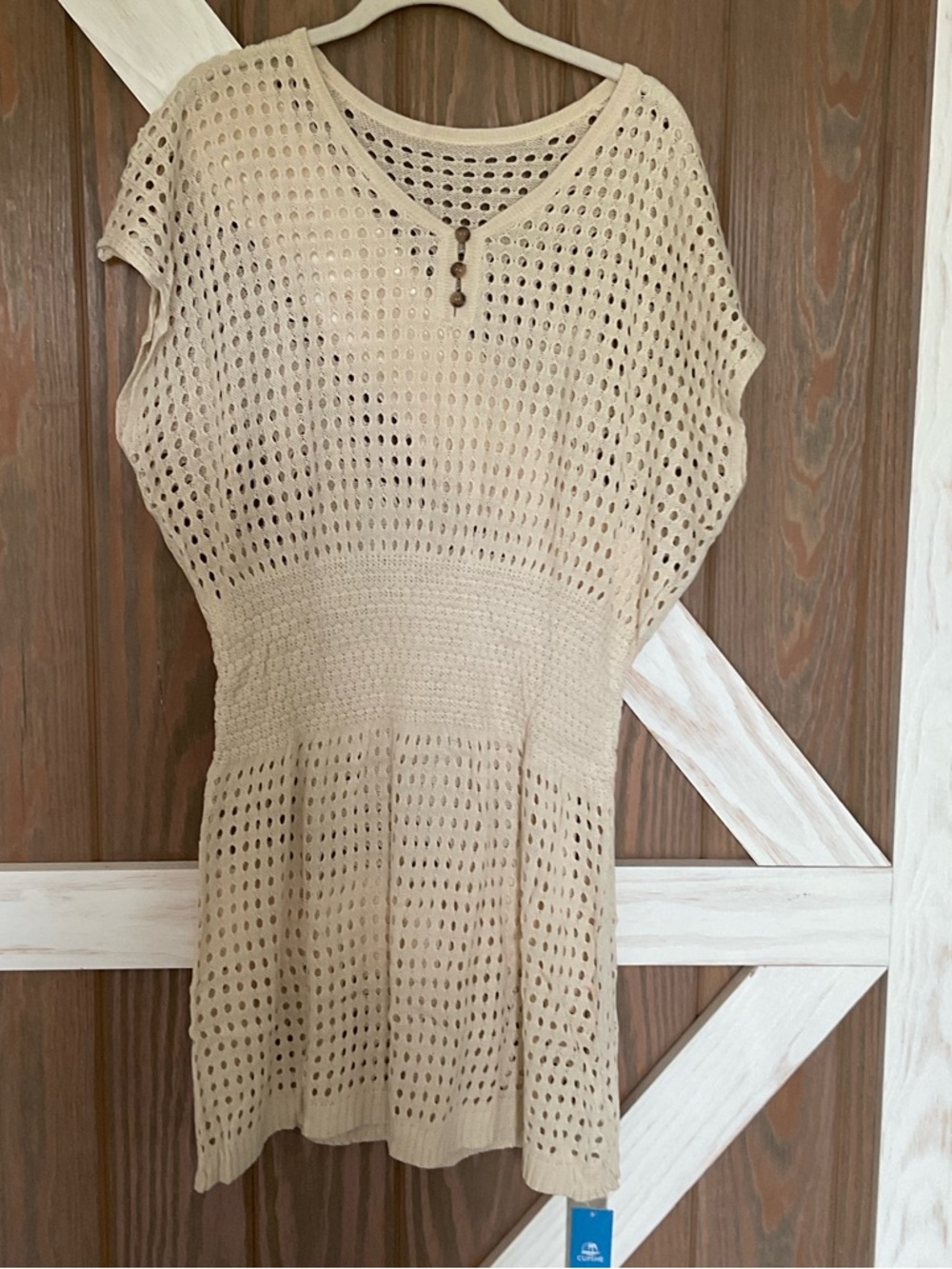 Cupshe Beige Crochet Knit Swim Coverup Dress - Picture 2 of 3